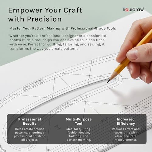 Liquidraw Pattern Maker Ruler, Clear Acrylic, 16.9 x 7.5in - style: Pattern Maker
