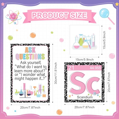 Zonon 27 Pcs Science Bulletin Board Set Science Classroom Decor, Pink - color: Pink