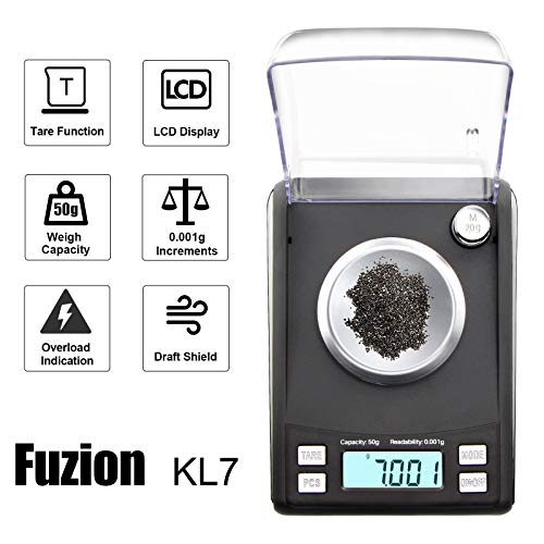 Fuzion Milligram Scale 50g/0.001g, Powder Scale with 6 Accessories - color: Black