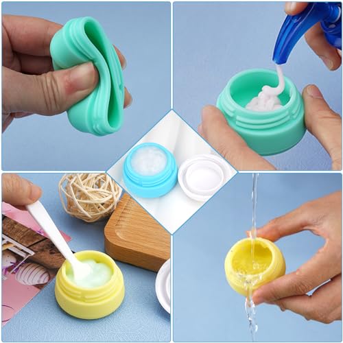4-Piece Silicone Travel Jar and Squeeze Bottle Set - color: B-2green1blue1yellow