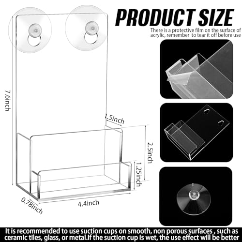 Weysat 2 Pack Acrylic Brochure Holder with Business Card Holder & Suction Cups Clear Wall Mount Brochure Display Stand Flyer Organizer for Magazine Pamphlet Menu Journals(4 x 7 Inches) - size: 4 x 7 Inches, style: Classic