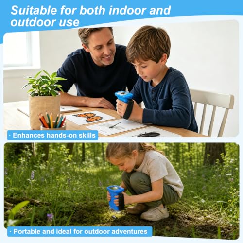 Kids Microscope,1000X HD Digital Handheld Mini Microscope 2.4" IPS Screen - color: Blue