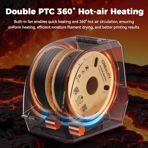 2026 New Official CREALITY Space Pi Filament Dryer Plus, 2 Spools Double 360° 160W PTC Fast Heating 3D Printer Filament Dryer Box, 4''LCD Touch Screen, One-Key Set Filament Drying for PLA PETG ABS TPU - color: A Creality Space Pi Filament Dryer Plus Black