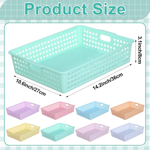 8 Pack Pastel Plastic Turn in Paper Trays for Classroom Storage Bin Basket Organizers for School Teacher Supplies Classroom Office Home Organization and Storage Tray Holds 4A Paper File - color: Pastel