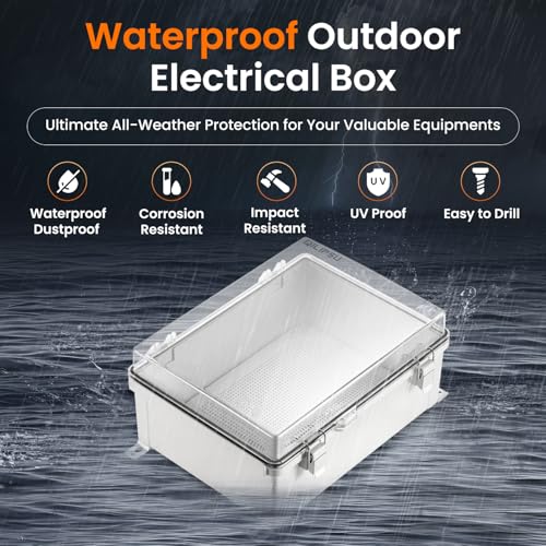 QILIPSU Outdoor Electrical Box Waterproof Junction Box 14.6"x10.6"x5.9" - color: Clear, size: 14.6"x10.6"x5.9"