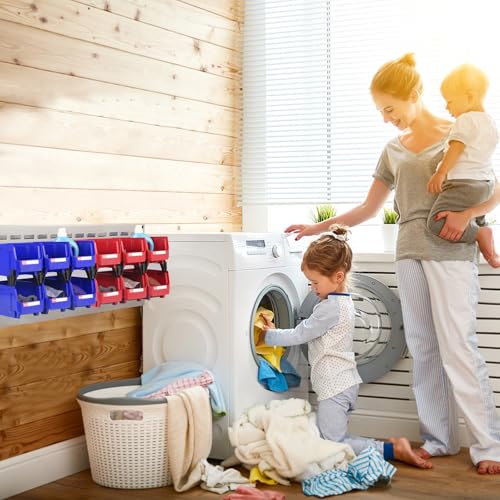 12 Packs Stackable Storage Bins, 11" x 5" x 5" Plastic Bins, - color: Blue & White 12pack, size: 11x5x5 inch