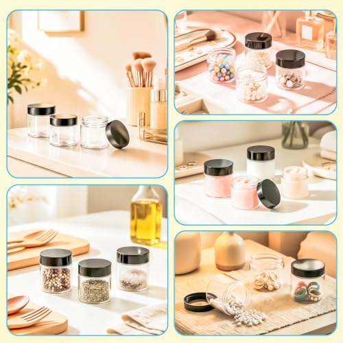 10 Pack 2oz Plastic Jars Round Clear Containers with Lids, 60ml Empty Small Cosmetic Jars Makeup Containers, 2ounce Slime Jar Travel Cosmetic Container for Cream Lotion Sample Ointment,Black - color: Black, size: 2oz-10pack