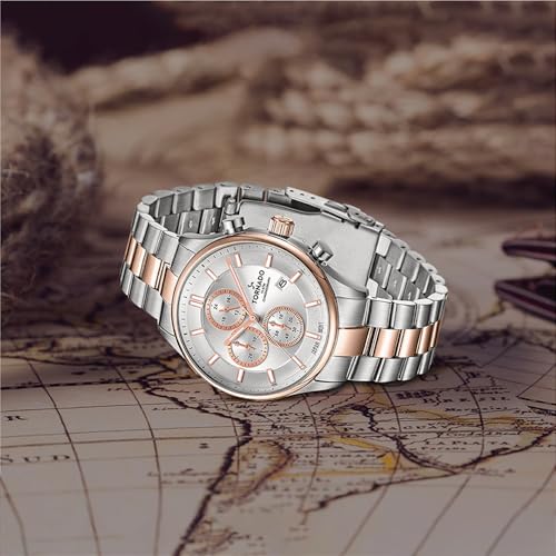 Tornado Celestia Elite Men’s Chronograph Watch | Green Dial, Gold Case & Strap, 42x48mm, 10ATM - T6106B-GBGH - color: White