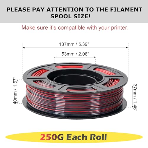 Silk PLA 3D Printer Filament Bundle, 1.75mm Dual Color Filament - color: Silk Black Red+black Rose+black Blue+black Green