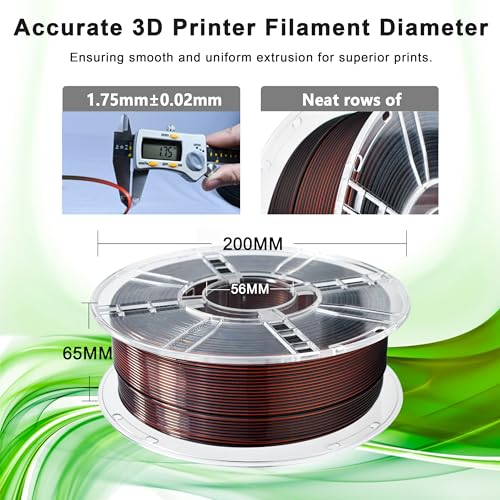 iBOSS Silk Tri-Color PLA Plus 3D Printer Filament, 1.75mm 1 kg Spool, Shiny Silk PLA+ Filament Dimensional Accuracy +/- 0.02 mm, Fit Most FDM 3D Printers (Silk Black Red Copper) - color: B_ Tri Black & Red & Copper