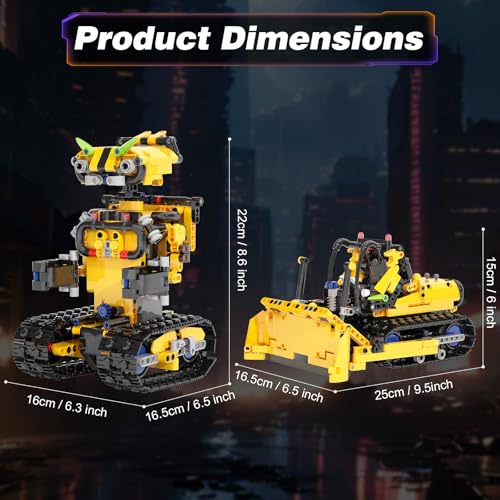 Sciencow 2-in-1 Build a Robot Kit, Remote & APP Controlled Robotic Building Blocks Toys STEM Projects for Kids Ages 8 9 10 11 12 13 14,Chirstmas Birthday Gift for Boys (RC Bulldozer) - style: RC Bulldozer