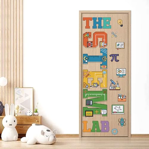 LHIUEM Color The Stem Lab Stickers,Kids Scientist Bedroom Decor,Funny Stem Laboratory Door Decals,Biology Posters,Chemistry Wall Decal,Science Math Mural,Biology Decorations for Classroom Nursery - color: Stem Sticker