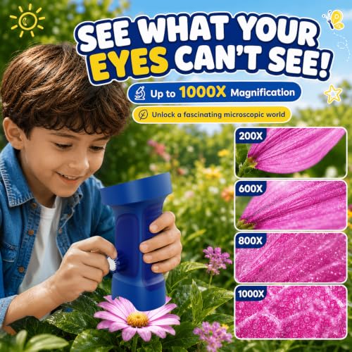 1000X Handheld Digital Microscope for Kids: Explorer 4K Magnifying Glass - color: Blue