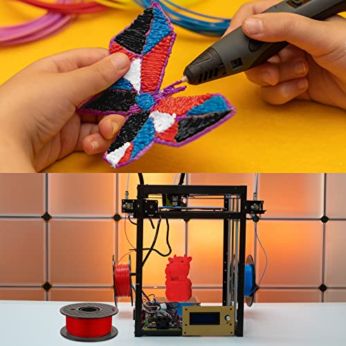 PLA 3D Printer Filament 1.75mm Neatly Wound 3D Printing Bundle, 3D Printing PLA Filament with Dimensional Accuracy +/- 0.02mm for High Speed 3D Printers, Blue Black White Red Purple