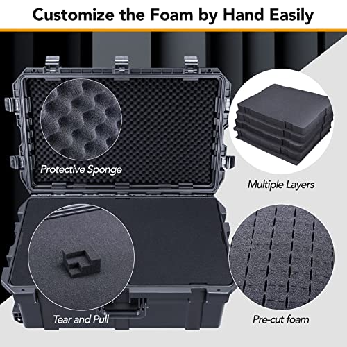 Lykus HC-7530 Hard Case with Wheels and Foam, Inner Size 27.7*15.94*11.42in - size: HC-7530