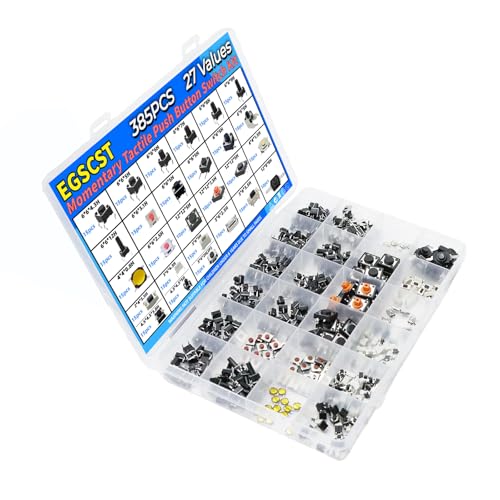 385PCS 27Values Micro Momentary Tactile Push Button Switch Assortment Kit 2 Pins/3 Pins/4 Pins Tact Pushbutton Switches Set - style: 385 PCS 27 Values