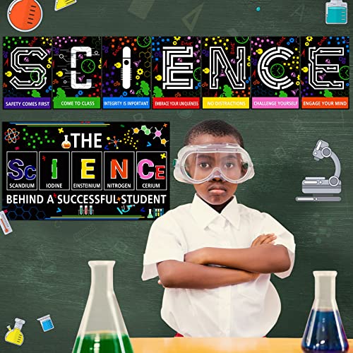 Yexiya 8 Pieces Science Classroom Decoration Science Poster Science Matters Poster Scientific Method Posters Bulletin Board Science Class Posters Wall Decor for School Teachers (Black)