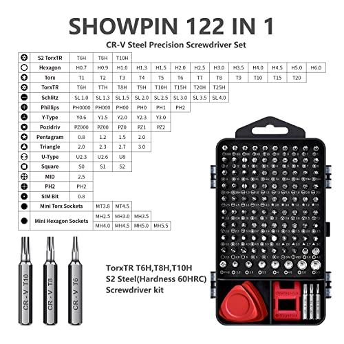 Precision Screwdriver Set, SHOWPIN 122 in 1 Computer Screwdriver Kit - color: Red-122pcs-1pack