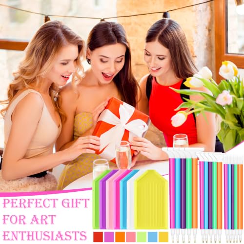 Affrolling 90 Pcs Diamond Art Tools, Drill Pens Trays Glue Clay - color: Bright Colors