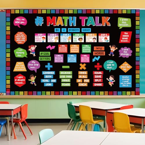 Pajean 85 Pcs Math Talk Bulletin Board Set Math Posters Classroom Decor - style: Math Talk