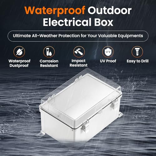 QILIPSU Outdoor Electrical Box Waterproof Junction Box 11.8"x7.9"x6.7" - color: Clear, size: 11.8"x7.9"x6.7"