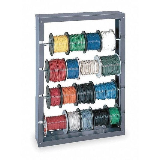 Durham 368-95 Gray Cold-Rolled Steel Wire Spool Rack with 4 Rods, 26-1/8" Width x 37-1/8" Height x 6" Depth