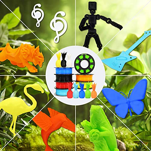 1.75mm 8 Spools Popular Colors 3D Printer PLA Filament Bundle Pack: Black White Red Blue Yellow Orange Limegreen SkyBlue, Each Spool 250g, Widely Compatible, Total 2Kg 3D Printing Filament - color: Black, White, Red, Blue, Yellow, Orange, Limegreen, Skybl