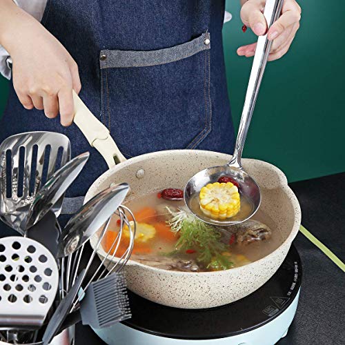 Stainless Steel Ladle, Berglander Soup Ladle, Cooking Ladle, Kitchen Ladle, Metal Soup Spoon For Cooking Non-Stick And Heat Resistant, Dishwasher Safe, Easy to Clean - size: G. Ladle