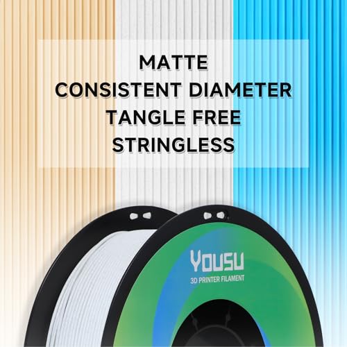 YOUSU Matte PLA 3D Printer Filament 1.75mm, Marble White 3D Printing Filament, Unique Matte Effect, Excellent Print Quality, Easy to Print, Works with Most FDM Printers, 1kg (2.2lbs) - color: 11-matte Marble White, size: Matte PLA