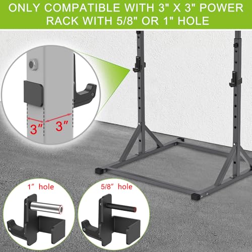SELEWARE Heavy Duty J Hooks for Power Rack, 3" x 3" Tube, 1" or 5/8" Holes - color: For 1" or 5/8" Hole of 3x3 inch Rack