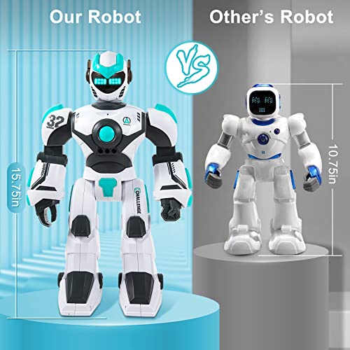 HPROMOT RC Robot Toy| Voice & Gesture Control| Walking Dancing Singing| Ages 6+ | Remote Gesture & Voice Control | Walks | Dances & Sings | Rechargeable | Educational Gift for Boys & Girls Ages 6+ - color: White