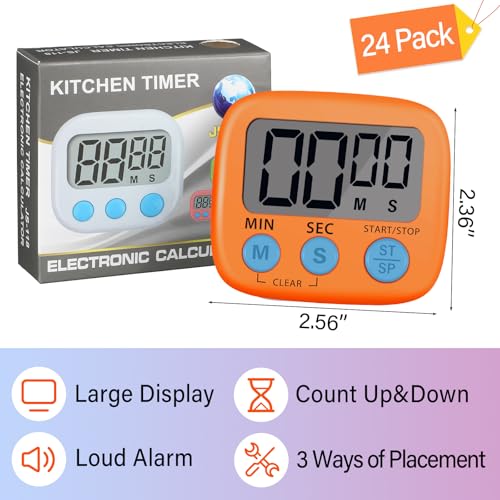 Weewooday 24 Pcs Digital Kitchen Timer Bulk for Cooking - color: Multicolor
