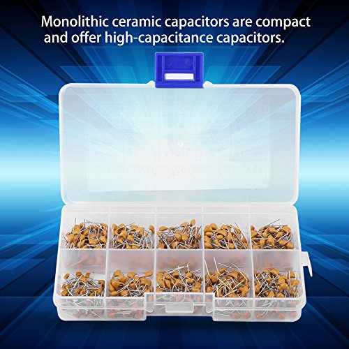 500pcs Multilayer Monolithic Ceramic Capacitor Assortment Kit 10 Values 50V 1nF/ 2.2nF/ 3.3nF/ 4.7nF/ 6.8nF/ 10nF/ 22nF/ 33nF/ 47nF/ 68nF