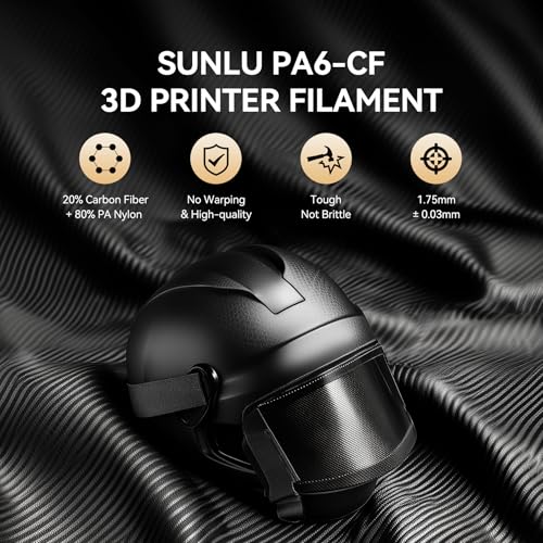 SUNLU Nylon PA6-CF 3D Printer Filament 1.75mm (4xBlack) - color: 4*1kg Pa6-cf Black, size: Carbon Fiber Nylon