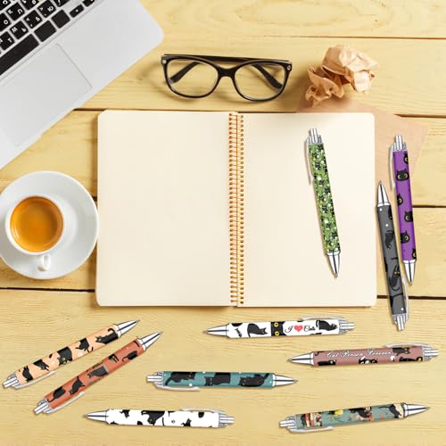 Idealmuzik Black Cat Ballpoint Pens Set – Cute Aesthetic Cat Design Pens for Office, Journaling, and Stationery Lovers – Smooth Writing Pens for Daily Use, Notes, or Gifts – Stylish & Fun, 10 Pack - color: Black Cat