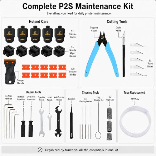 3D Printer Tool Kit for Bambu Lab P2S/P2S Combo, Maintenance Set
