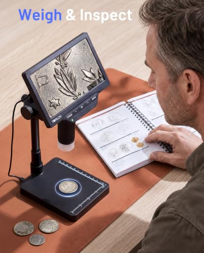 TOMLOV Coin Microscope with Weighing Scale, 7" Digital Magnifier DM4W Max - size: 7-inch