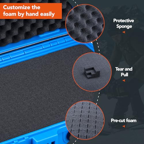 Lykus HC-3310 Waterproof Hard Case with Foam, Inner Size 11.73*7.17*4.53in - color: Blue, size: HC-3310
