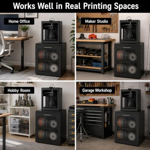 3D Printer Cabinet, Big Sturdy 3D Printer Stand Table with Filament Storage (CL-Black) - color: CL-Black