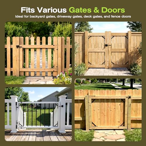 YQE 2 Sets Anti Sag Gate Kit for Wooden Fence, Heavy Duty Gate Hardware with Corner Brace Brackets, Welded Hinges and Self-Locking Gate Latch, Premium No Sag Fence Gate Kit - size: Double Door Set