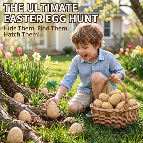 24 Dinosaur Eggs Dig Kit Toys for Kids, Excavation Kit with Magnifier - style: 24 Dinosaur Eggs