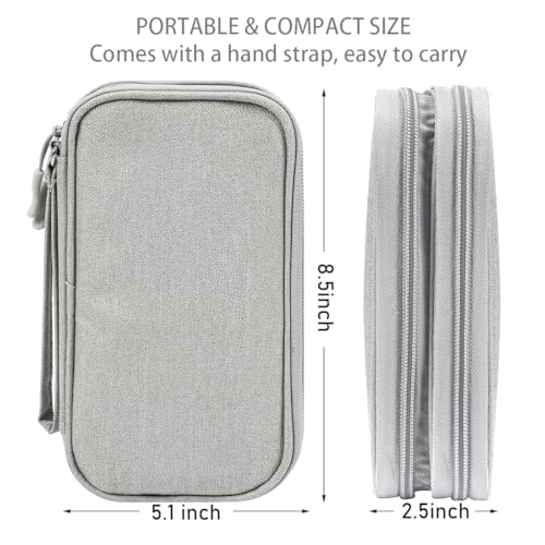 CAAORDKSO Travel Essentials Electronics Organizer Case Tech Pouch, Cord Organizer Travel Cable Organizer Bag for Travel Accessories, Charger, Phone, Power Bank, Hard Drive (Light Grey, Large) - color: Light Grey, size: Large