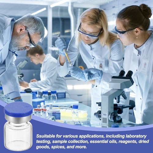 PATIKIL 4ml Sample Vials, 100 Pack Lab Empty Vials with Butyl Rubber Stopper Crimp Top Caps and Labels Borosilicate Glass Vial, Clear - color: Clear, size: 4ml