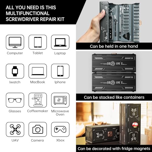 Small Electric Screwdriver Set, JAKEMY Smart 3 Torque Cordless Screwdriver Kit, Compact Power Screwdrivers with 160 Precision Bits for Computer, Laptop, iPhone, PS5, Xbox, Watch, Jewelry, Eyeglasses - color: Fo167 - 180 in 1 Electric