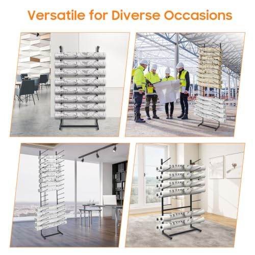 Blueprint Storage Rack,16-Tier Metal Poster Display Rack Wall Mount Blueprint Holder for Office Construction Engineering Vertical Poster Storage for Roll of Drawing Art Paper