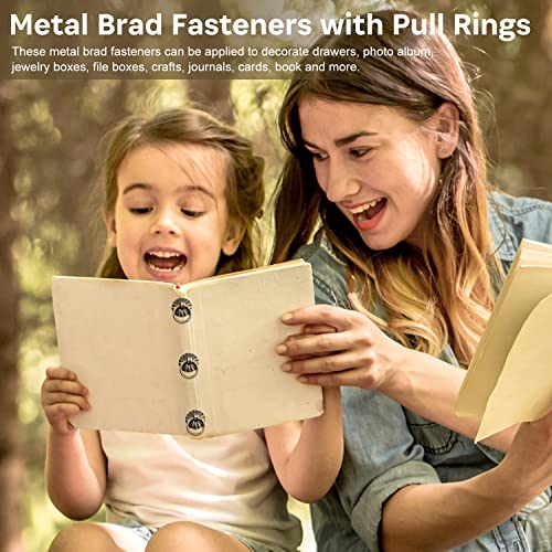 20Pcs Metal Brad Fasteners with Decorative Pull Rings, Pull Ring Handle - color: Small Bronze 20Pcs