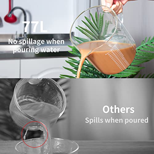 77L 8 Cup Glass Measuring Cup (2L), High Borosilicate Glass Measuring Cup - color: White measuring scale, size: 2000 ML (8 Cup)