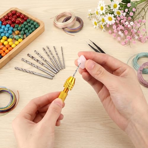 Mudder 36 Pcs Pin Vise Hand with Micro Drill Bits Set, Gold - color: Gold