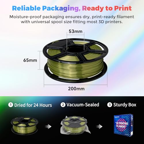 Flashforge 3D Printer Filament Silk PLA 1.75mm 1kg Spool-Dimensional Accuracy +/- 0.02mm (Bronze) - color: Bronze