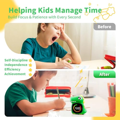 Visual Timer for Kids, Green Dino Kid Timer Clock Potty Training - color: Green